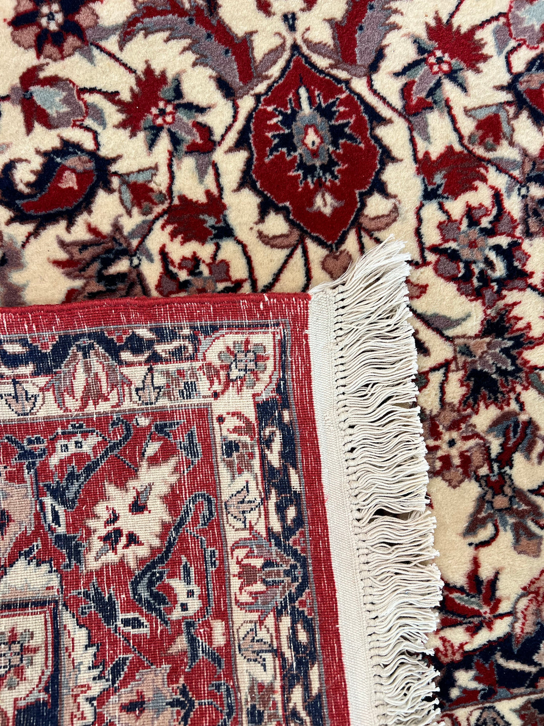 Burgundy &amp; Ivory Vintage Chinese Tabriz Style Rug – Circa 1980 – 3’1” x 5’1”