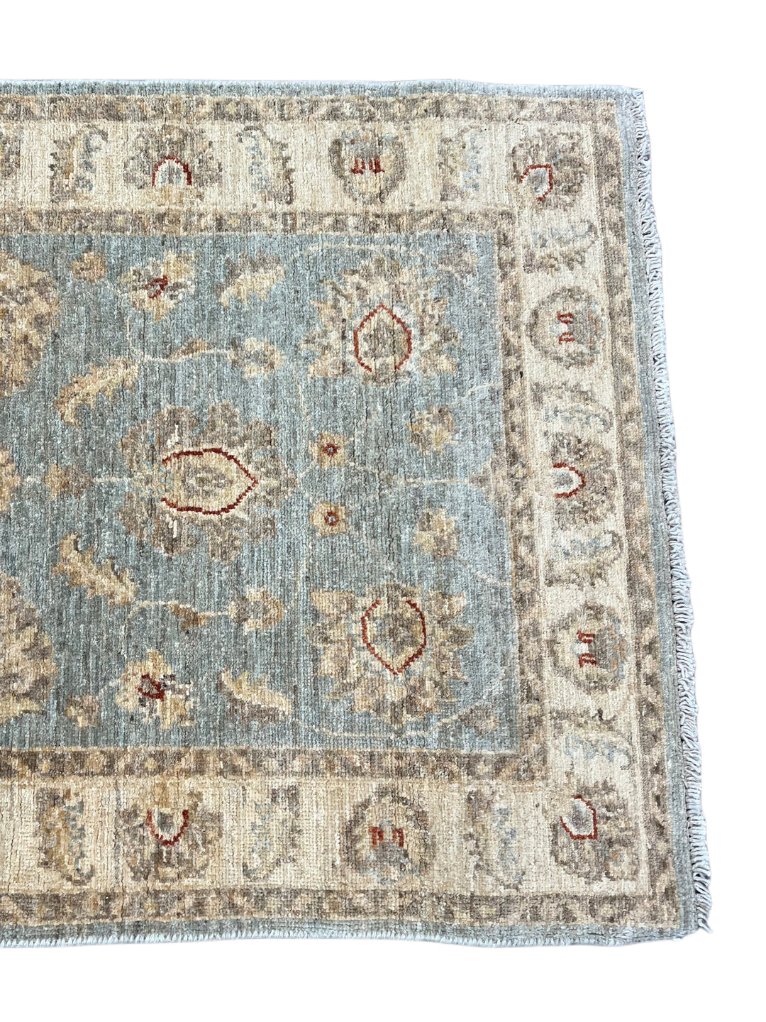 Soft Blue, Ivory &amp; Taupe Indian Agra Style Rug – 2’6” x 4’0”