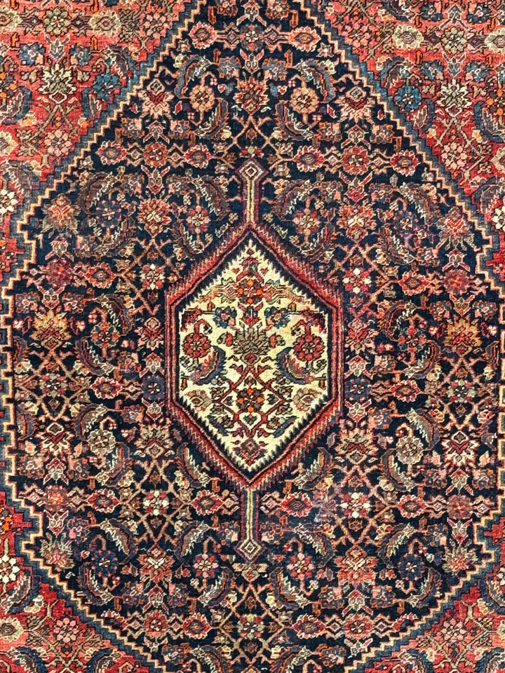 Navy, Red &amp; Ivory Antique Persian Bidjar Rug – Circa 1900 – 4’2” x 6’2”
