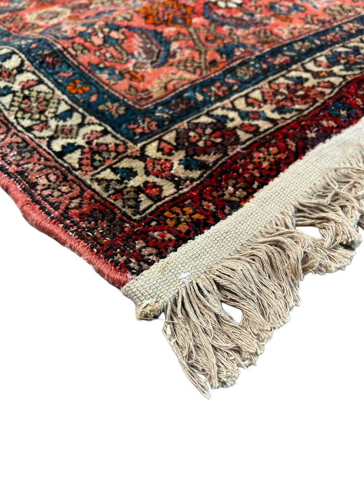 Navy, Red &amp; Ivory Antique Persian Bidjar Rug – Circa 1900 – 4’2” x 6’2”