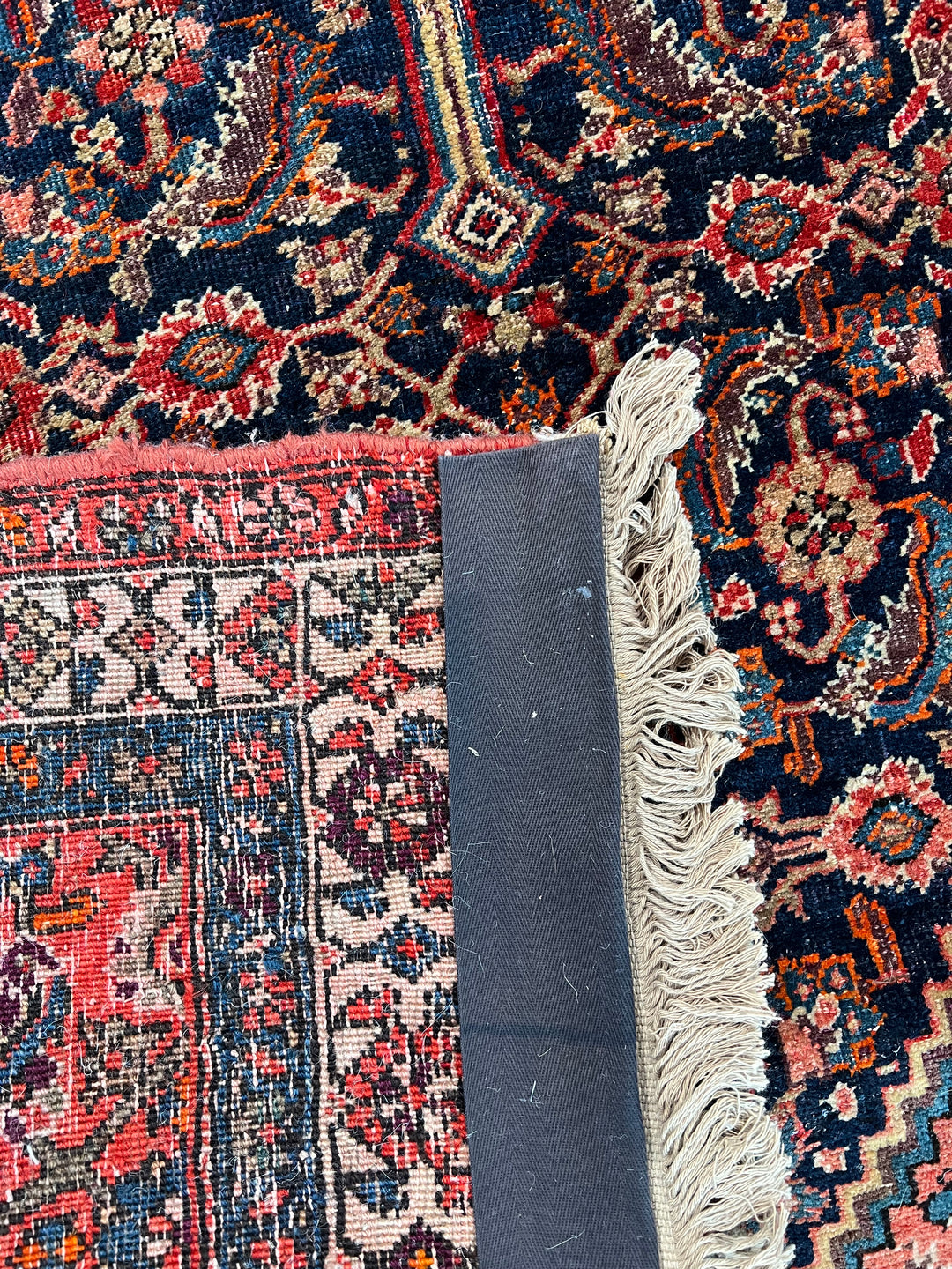Navy, Red &amp; Ivory Antique Persian Bidjar Rug – Circa 1900 – 4’2” x 6’2”