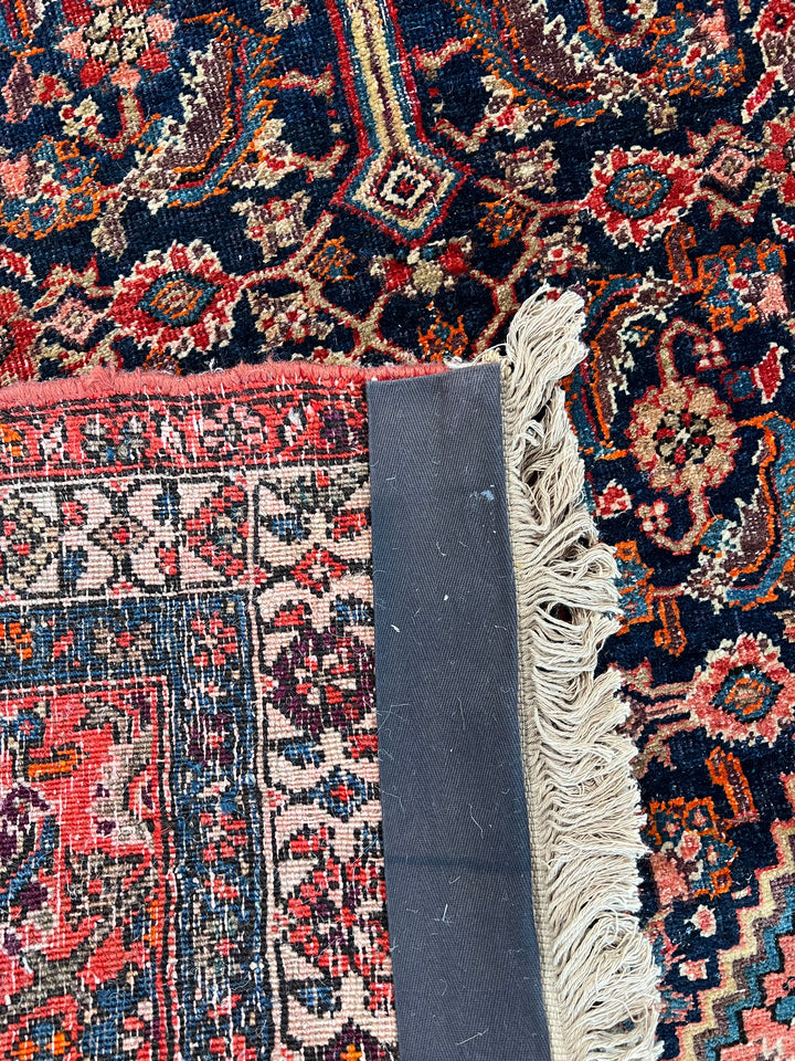 Navy, Red &amp; Ivory Antique Persian Bidjar Rug – Circa 1900 – 4’2” x 6’2”