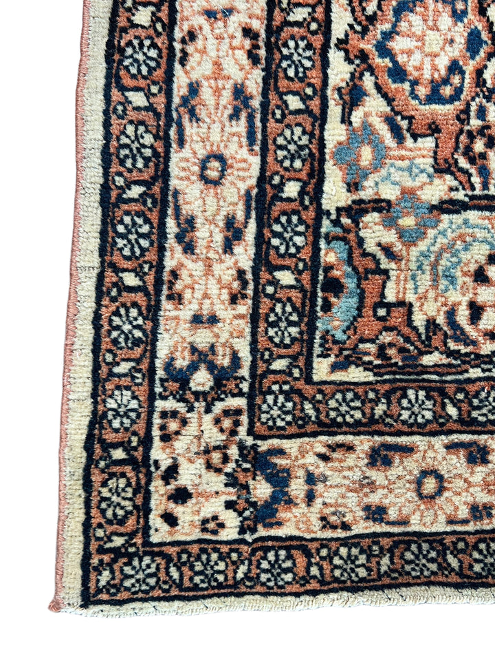 Rust, Ivory &amp; Blue Antique Persian Tabriz Rug – Circa 1900 – 4’5” x 6’2”