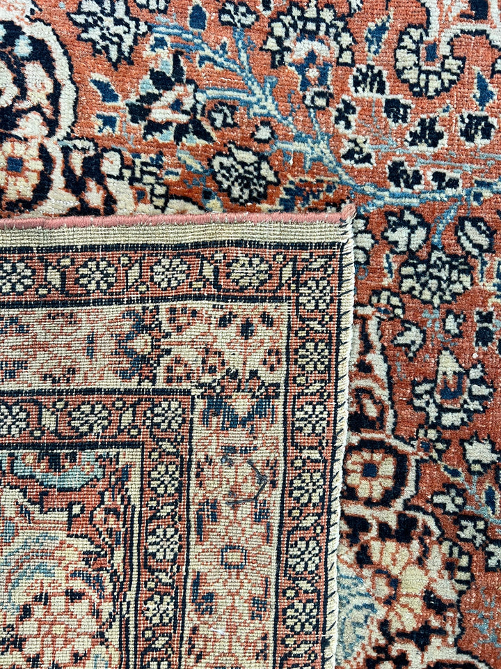 Rust, Ivory &amp; Blue Antique Persian Tabriz Rug – Circa 1900 – 4’5” x 6’2”