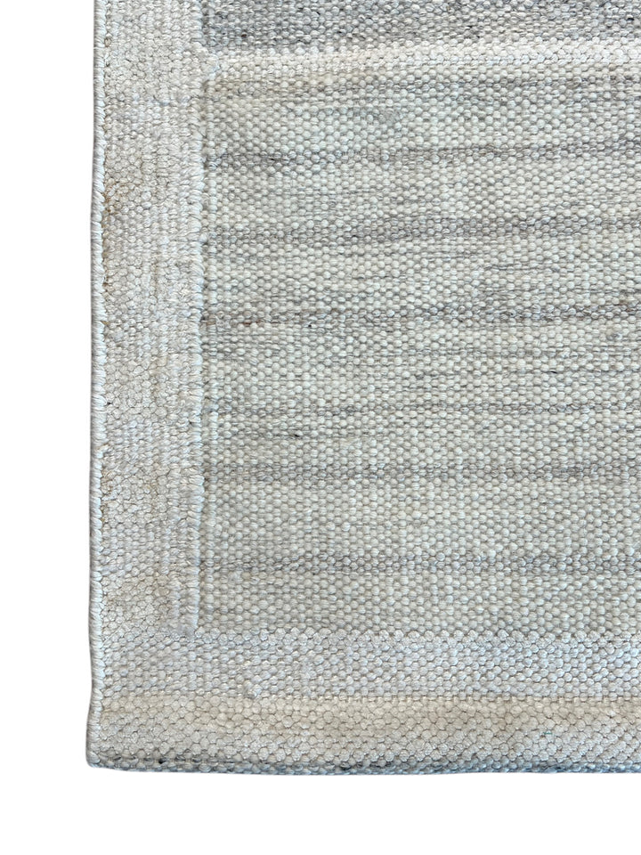 Ivory &amp; Gray Geometric Checkered Wool Flatweave Rug – 10’0” x 13’10”
