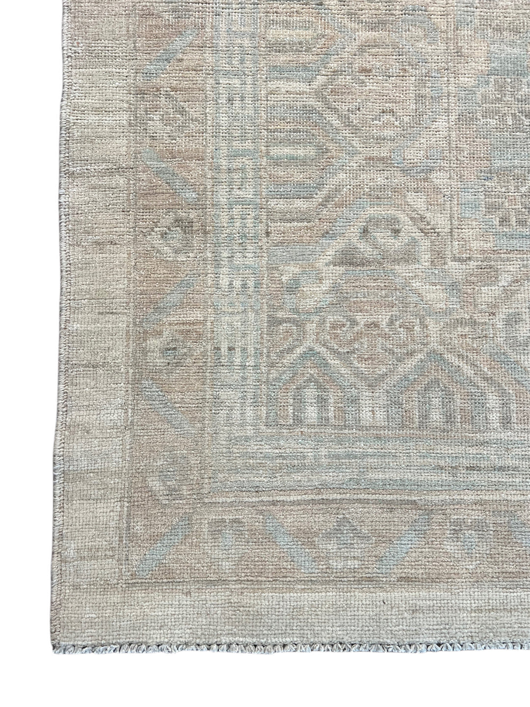 Ivory, Taupe &amp; Pale Blue Antique-Inspired Low Pile Rug – 10’3” x 14’