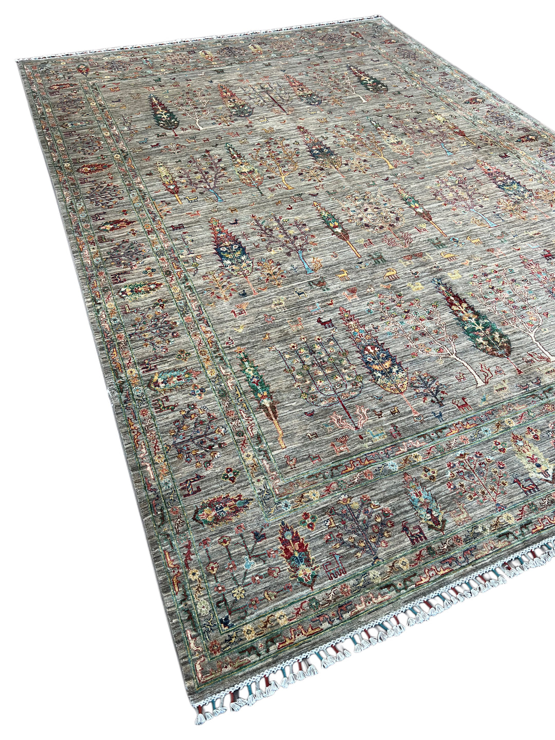 Gray Multicolor Tree &amp; Garden Design Rug – 9’8” x 13’7”