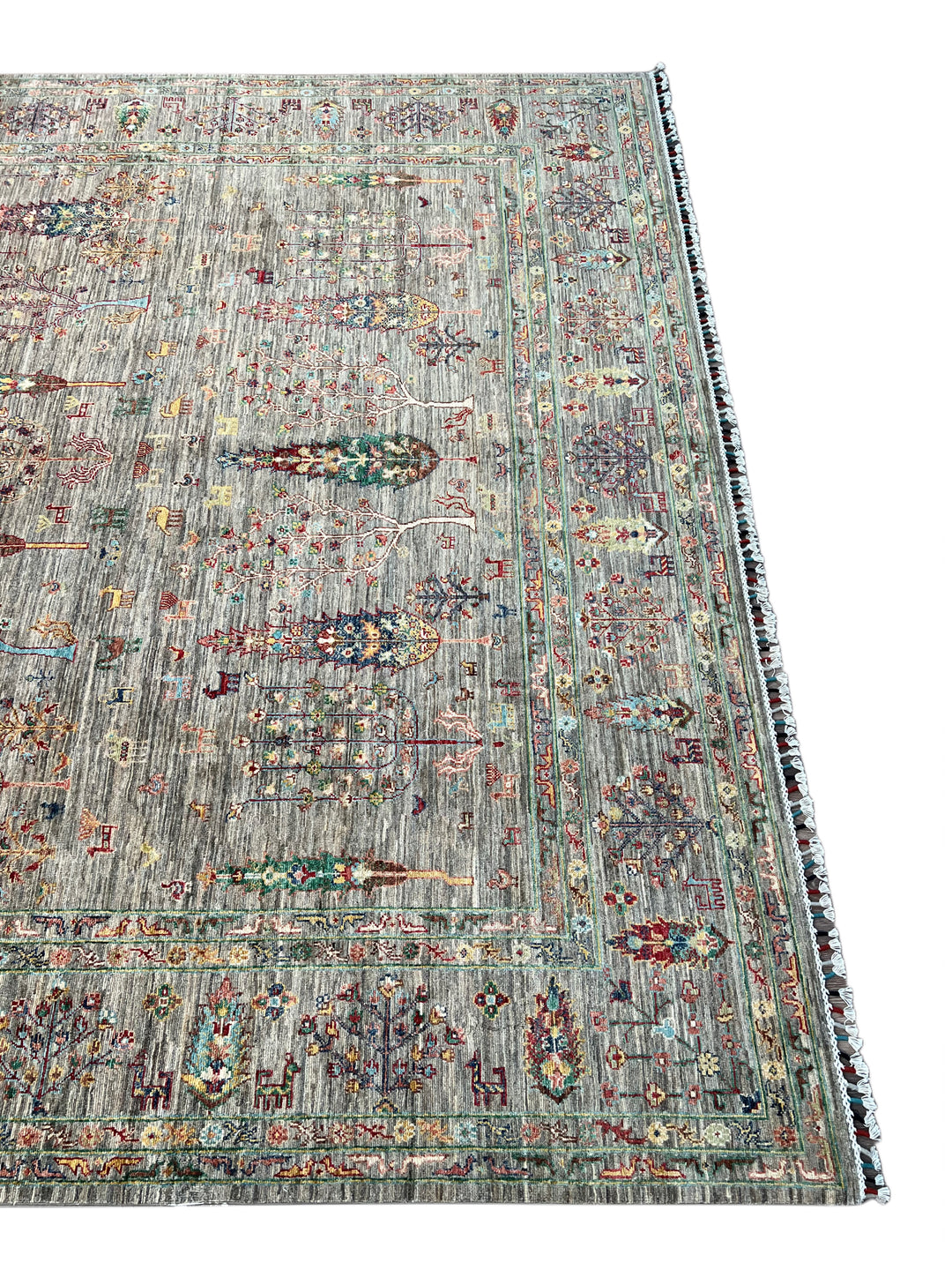 Gray Multicolor Tree &amp; Garden Design Rug – 9’8” x 13’7”