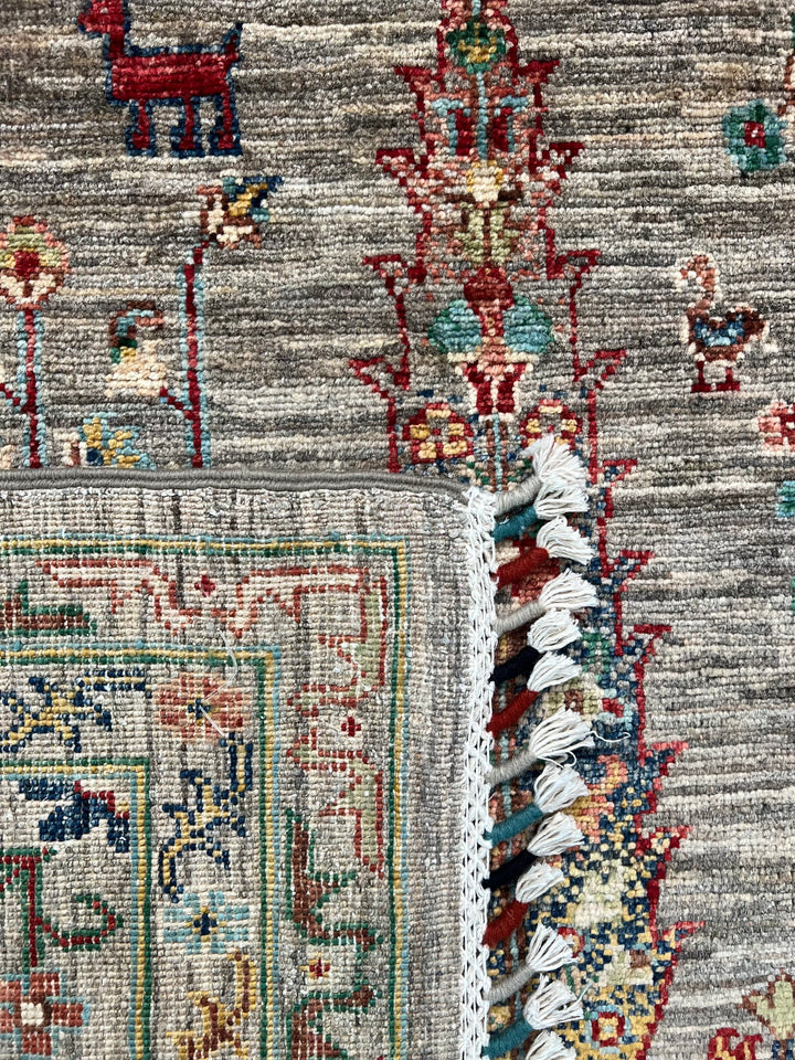Gray Multicolor Tree &amp; Garden Design Rug – 9’8” x 13’7”
