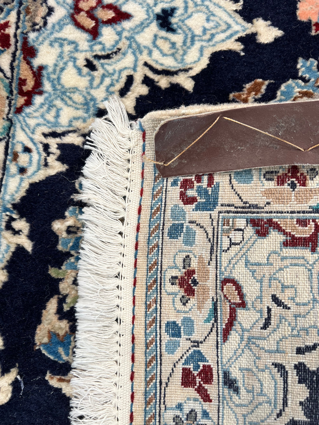 Navy Blue &amp; Ivory Persian Nain Runner Rug – Circa 1970 – 1’8” x 6’2”