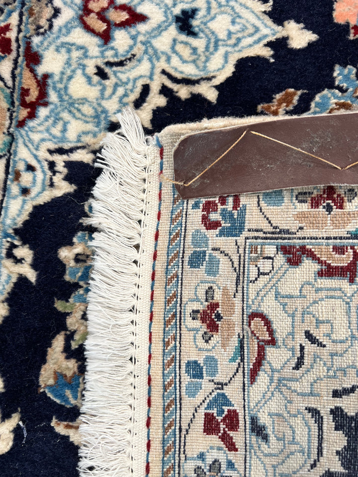 Navy Blue &amp; Ivory Persian Nain Runner Rug – Circa 1970 – 1’8” x 6’2”