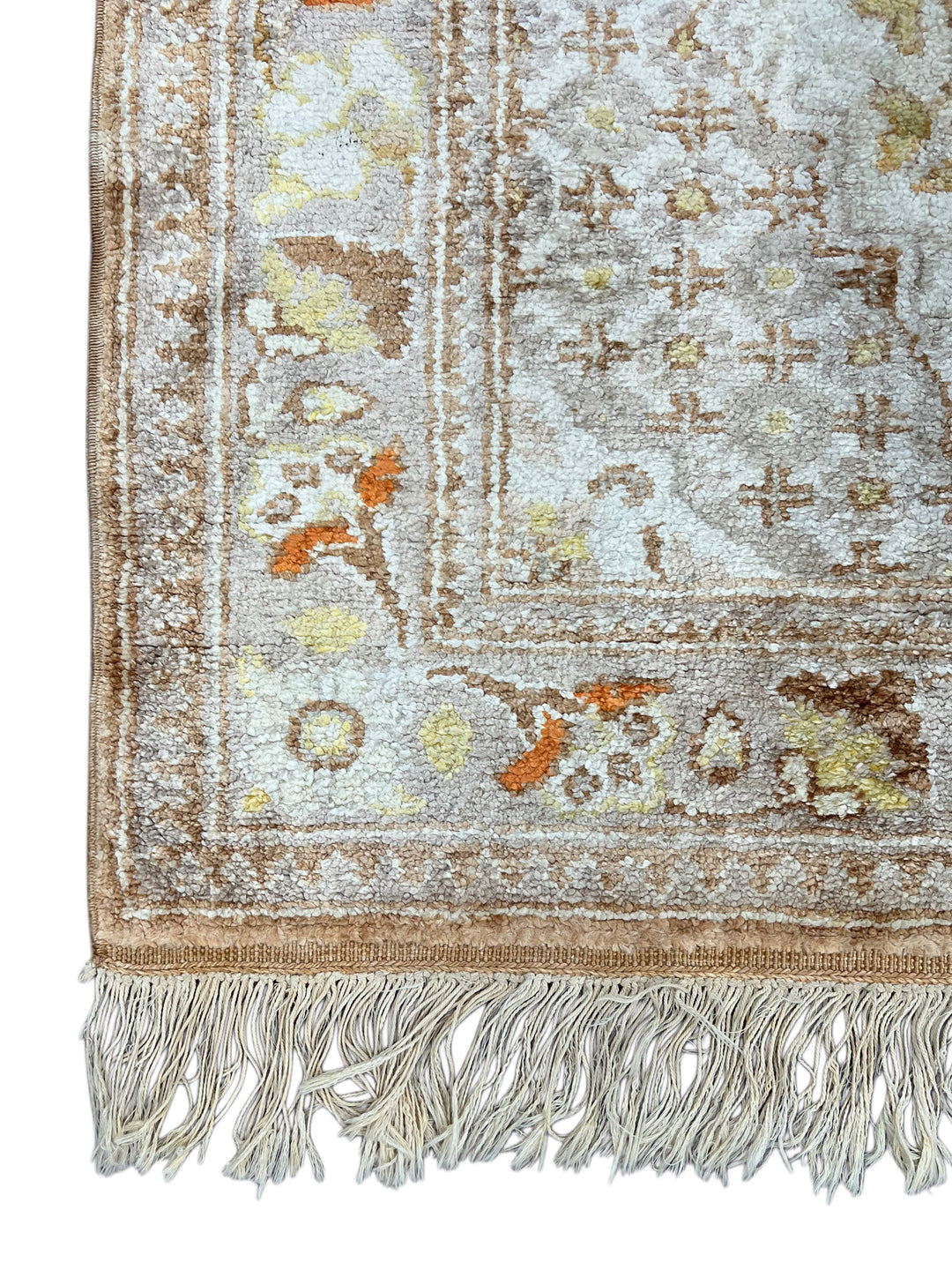 Ivory &amp; Silver Turkish Silk Floral Rug – 2’5” x 3’1”