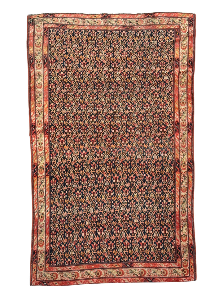 Antique Black &amp; Rust Senneh Rug, Circa 1880 – 4’1” x 6’8”