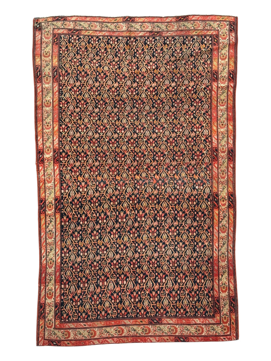 Antique Black & Rust Senneh Rug, Circa 1880 – 4’1” x 6’8”
