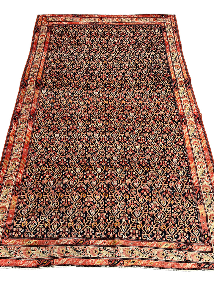 Antique Black &amp; Rust Senneh Rug, Circa 1880 – 4’1” x 6’8”