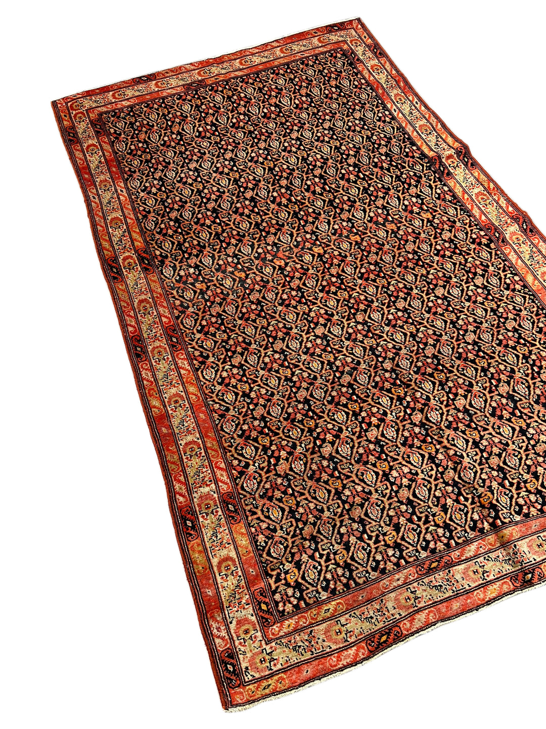 Antique Black &amp; Rust Senneh Rug, Circa 1880 – 4’1” x 6’8”