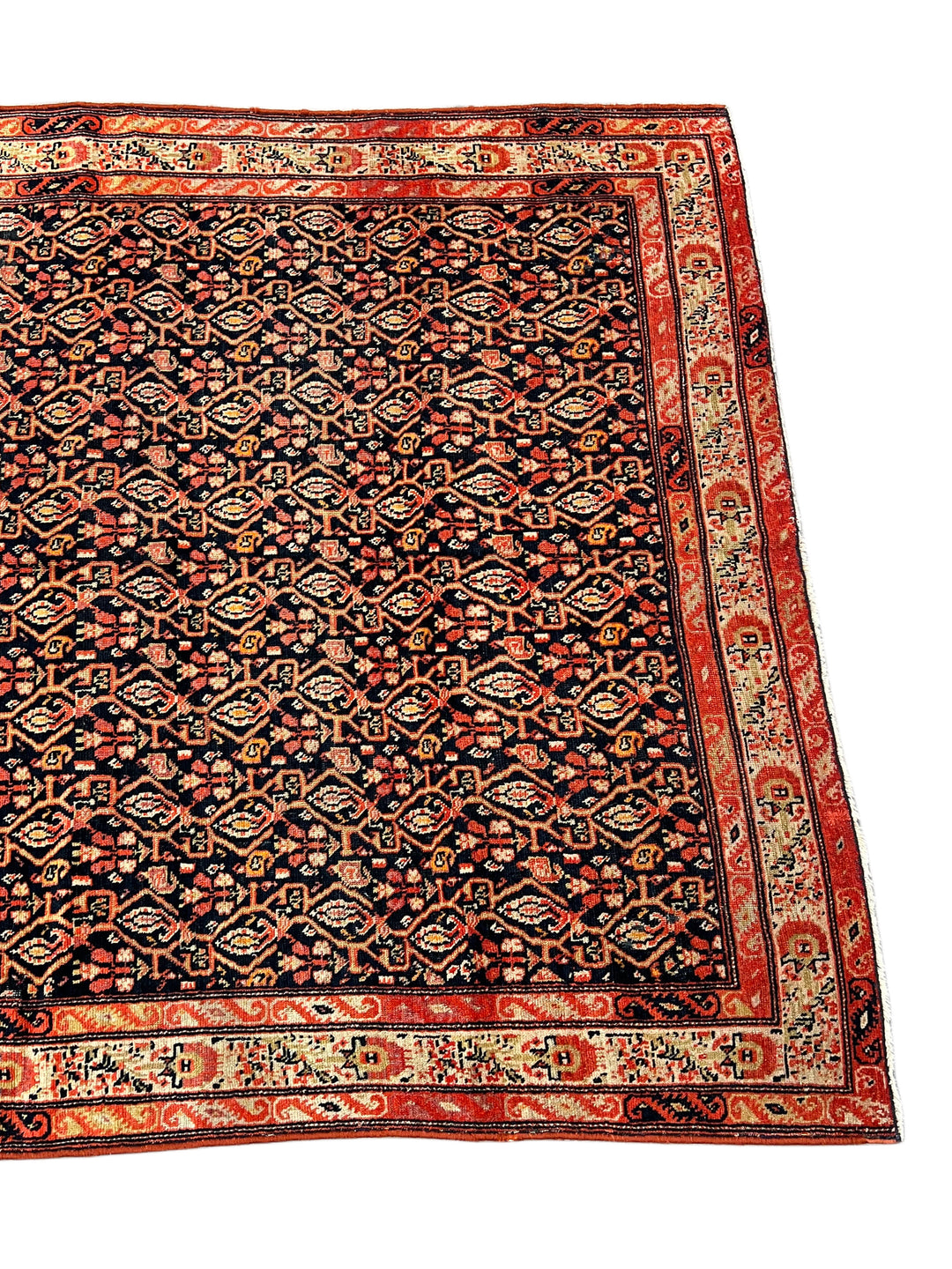 Antique Black &amp; Rust Senneh Rug, Circa 1880 – 4’1” x 6’8”