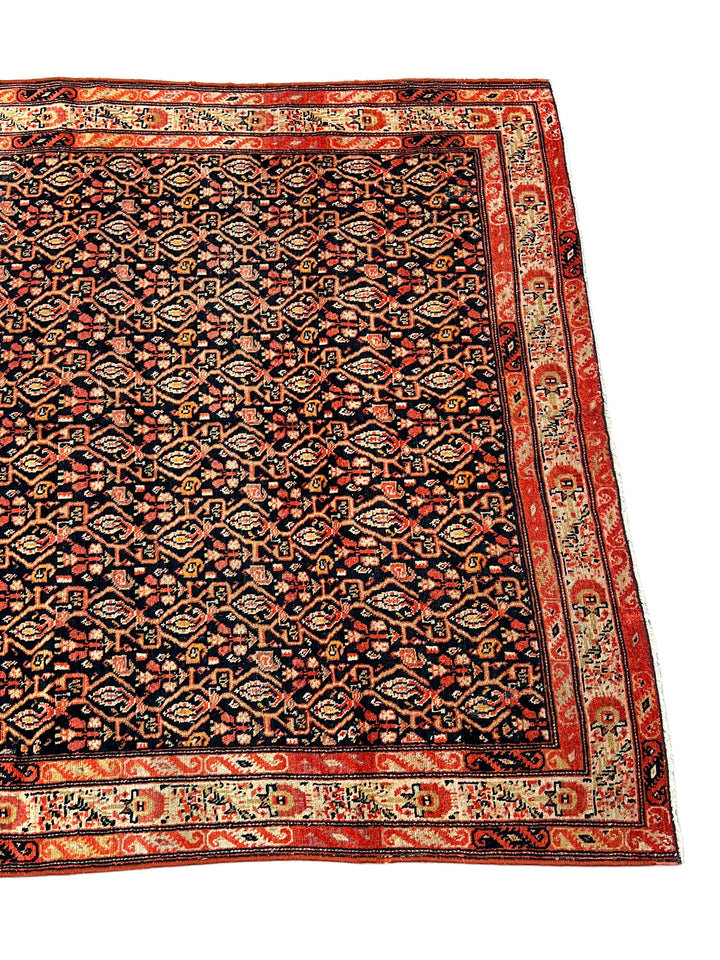 Antique Black &amp; Rust Senneh Rug, Circa 1880 – 4’1” x 6’8”