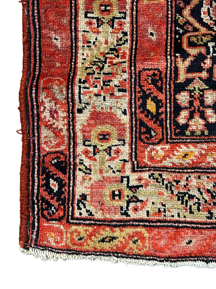 Antique Black &amp; Rust Senneh Rug, Circa 1880 – 4’1” x 6’8”