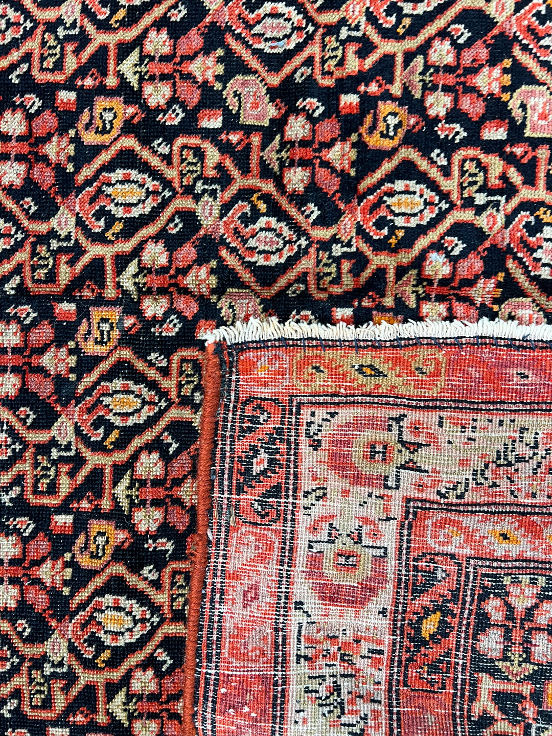 Antique Black &amp; Rust Senneh Rug, Circa 1880 – 4’1” x 6’8”