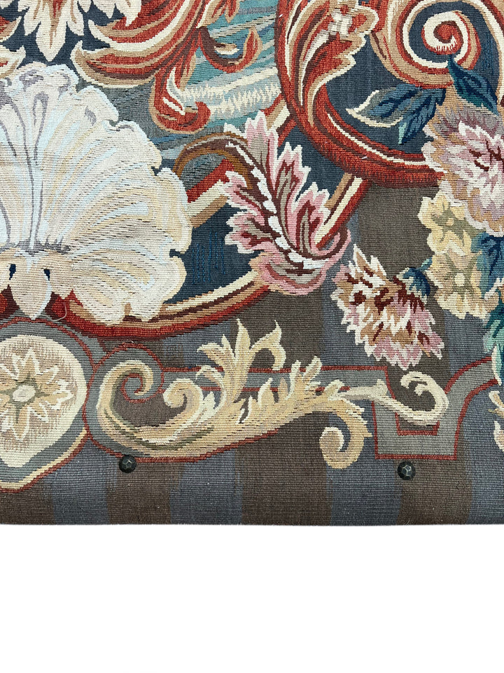 Gray &amp; Burgundy Pastoral Tapestry Wool Rug – 4’1” x 6’7”
