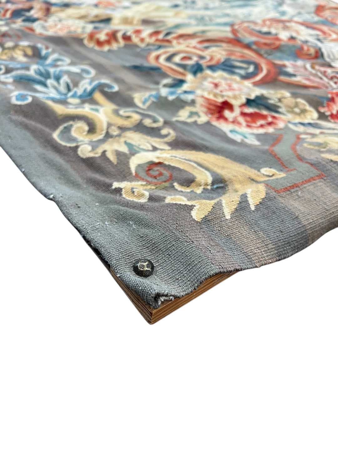 Gray &amp; Burgundy Pastoral Tapestry Wool Rug – 4’1” x 6’7”