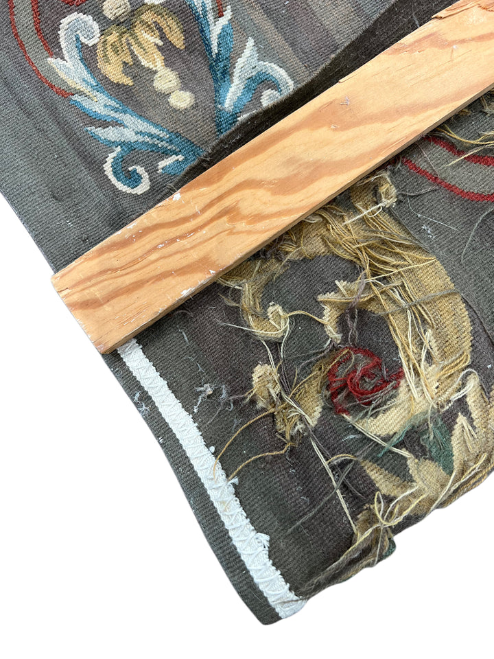 Gray &amp; Burgundy Pastoral Tapestry Wool Rug – 4’1” x 6’7”