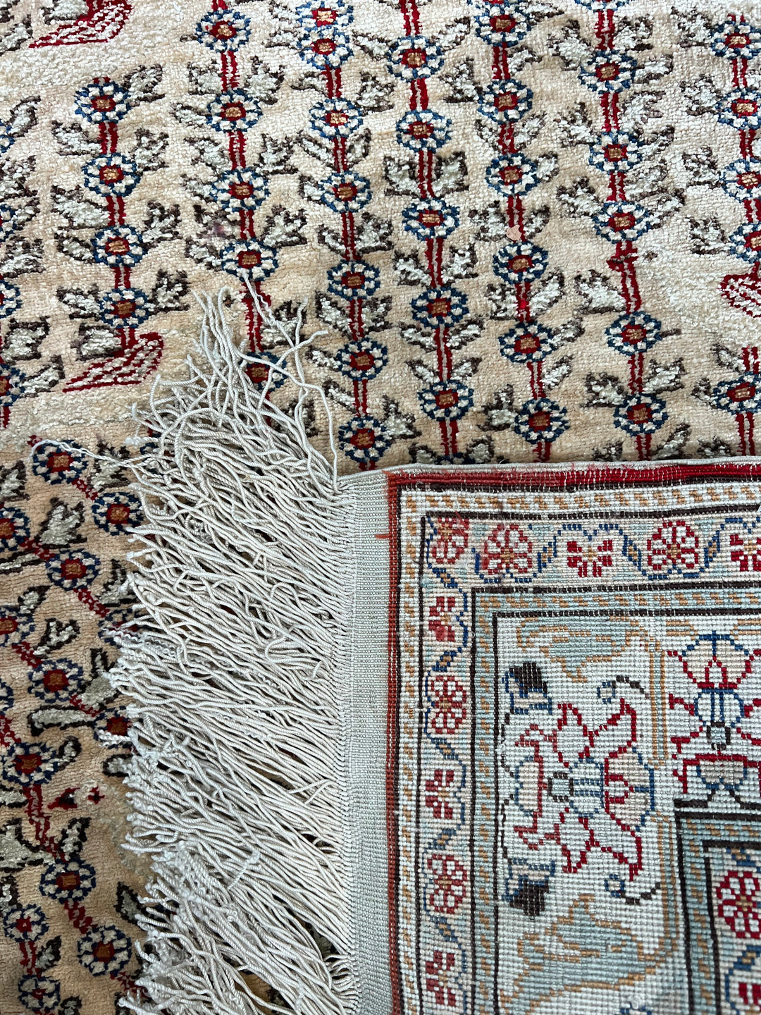 Ivory &amp; Red Tree of Life Turkish Silk Rug – 2’3” x 3’5”
