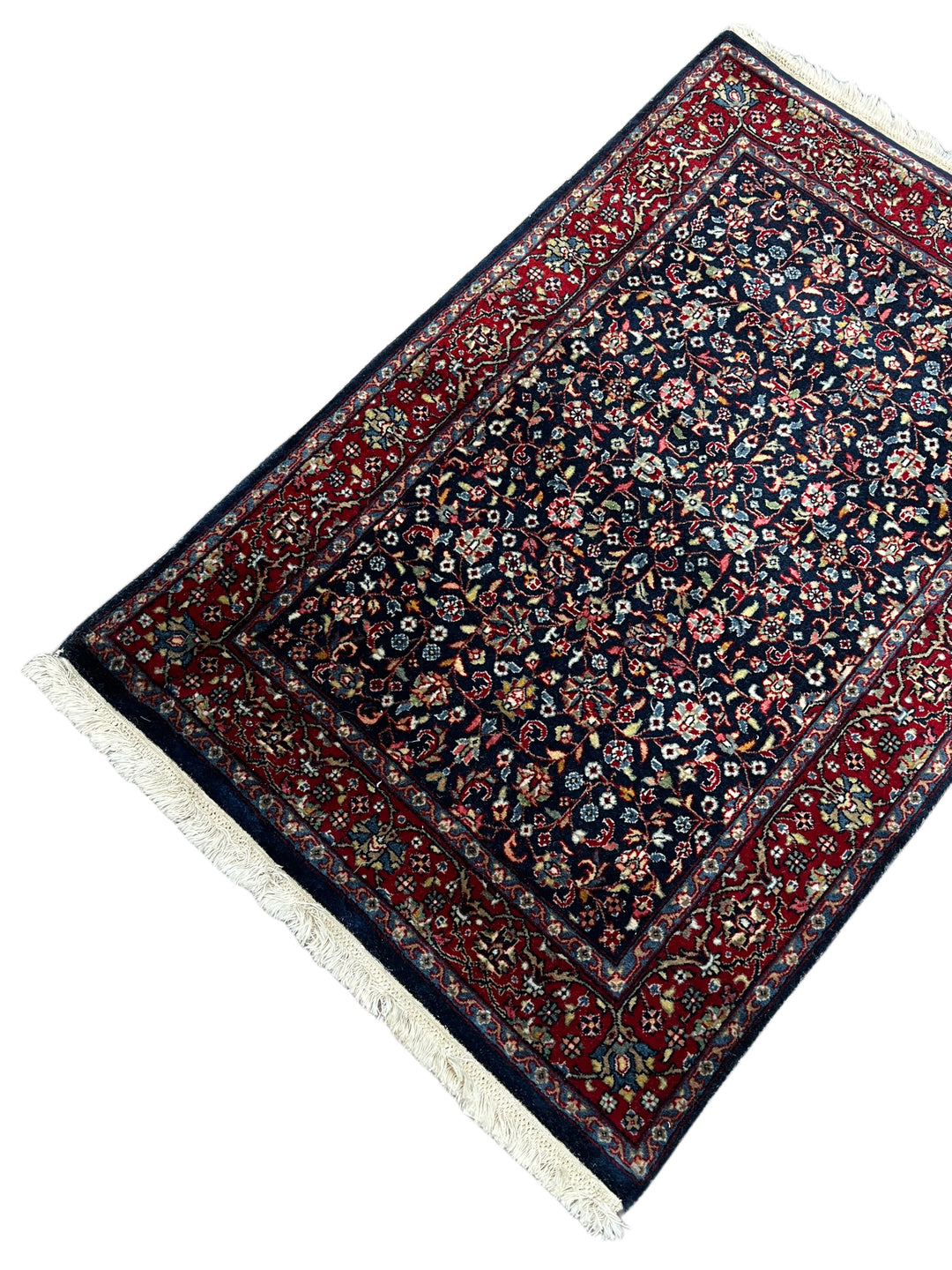 Navy &amp; Red Floral Kashan Style Rug – 2’1” x 3’0”