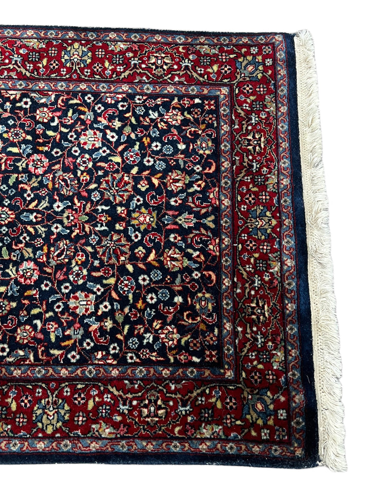 Navy &amp; Red Floral Kashan Style Rug – 2’1” x 3’0”