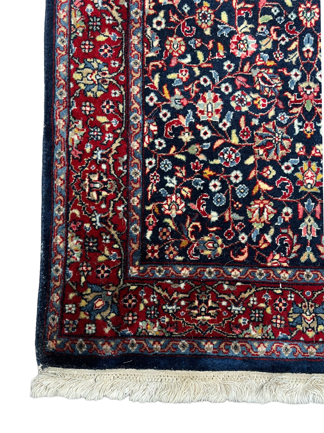 Navy &amp; Red Floral Kashan Style Rug – 2’1” x 3’0”