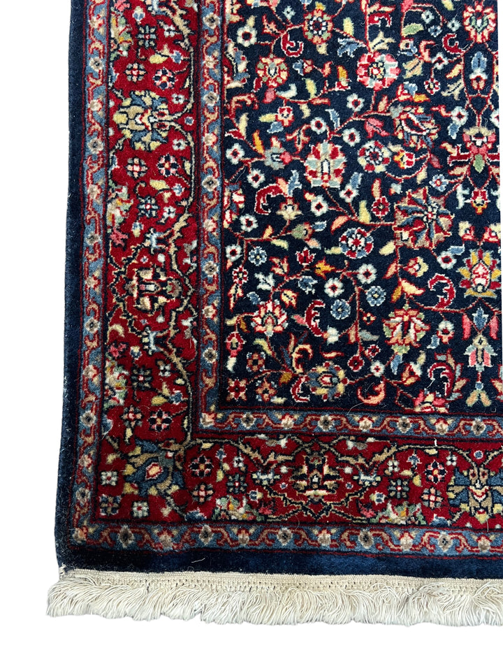 Navy &amp; Red Floral Kashan Style Rug – 2’1” x 3’0”