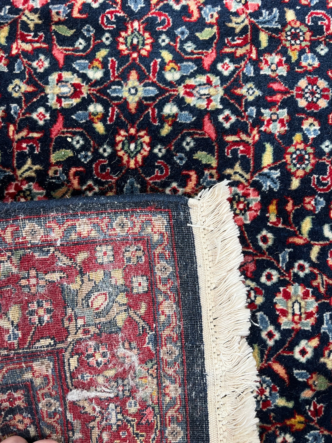 Navy &amp; Red Floral Kashan Style Rug – 2’1” x 3’0”