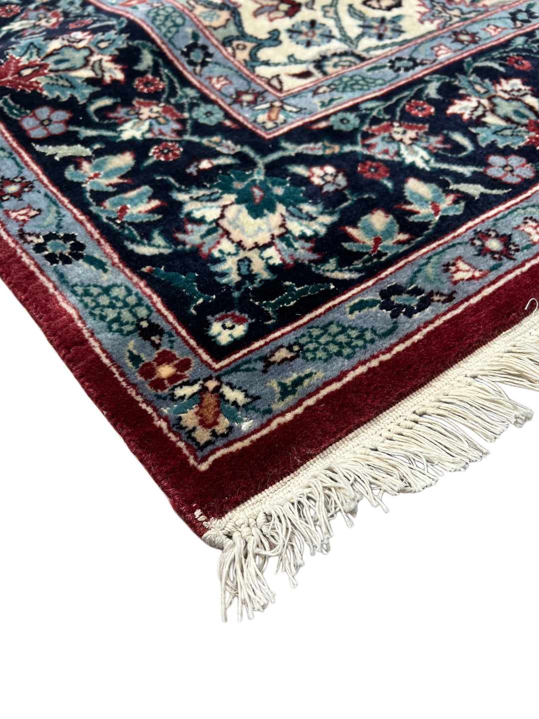 Ivory &amp; Navy Floral Tabriz Style Rug – 4’1” x 6’2”