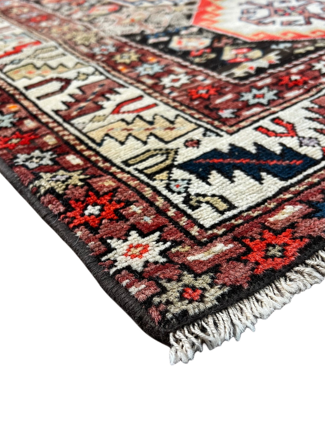 Antique Red &amp; Ivory Geometric Hamadan Style Rug, Circa 1850 – 4’3” x 8’1”