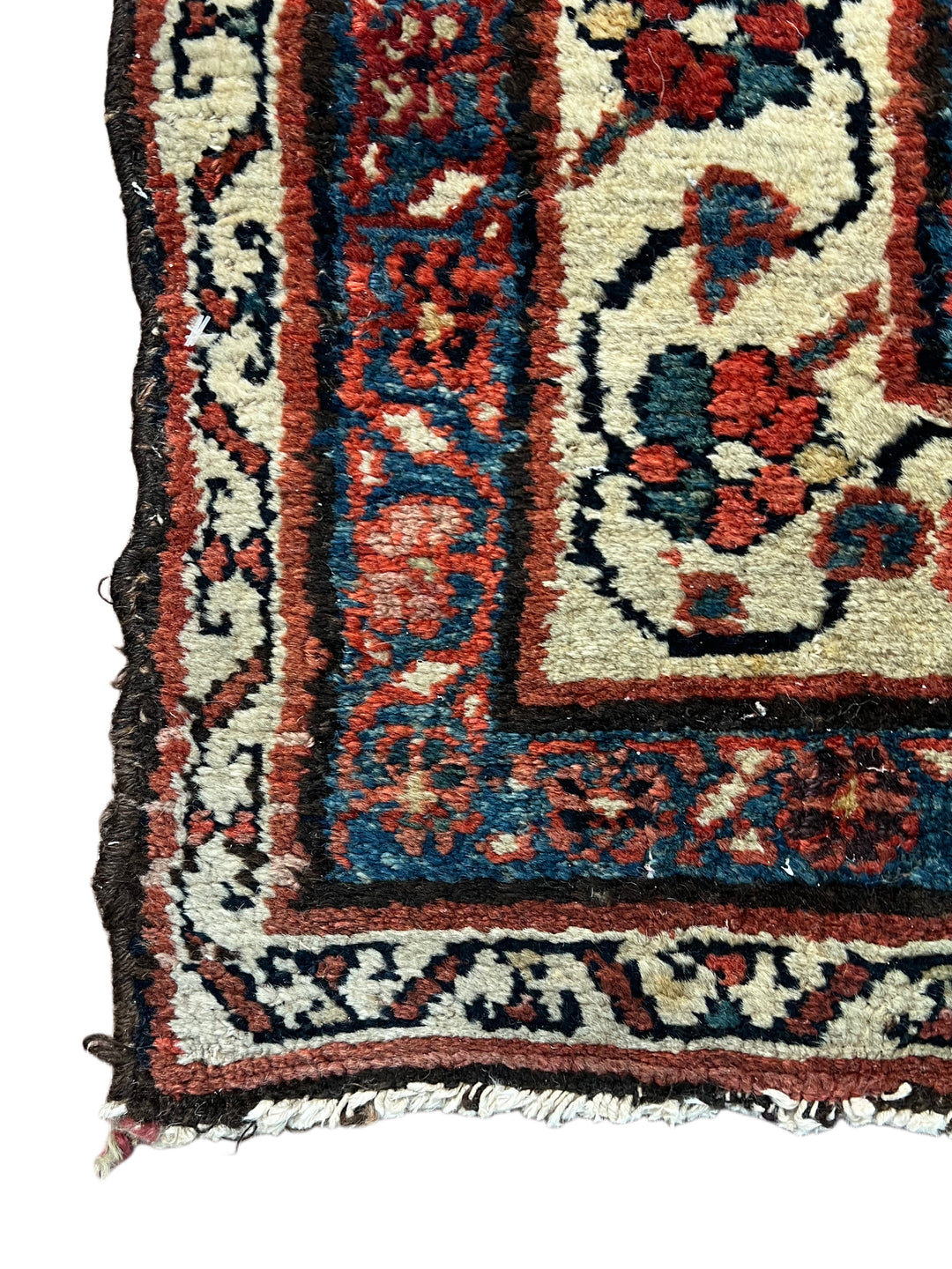 Deep Brown &amp; Ivory Geometric Hamadan Style Runner Rug, Circa 1900 – 4’6” x 9’11”
