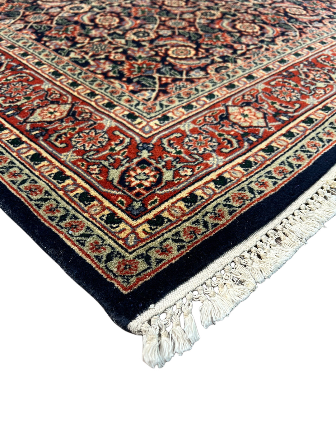 Deep Navy &amp; Rust Herati Tabriz Style Rug – 4’0” x 6’1”