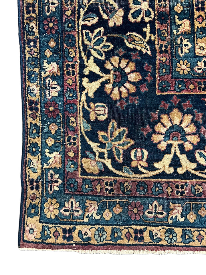 Brick Red &amp; Navy Antique Kashan Style Rug, Circa 1920 – 8’6” x 14’11”