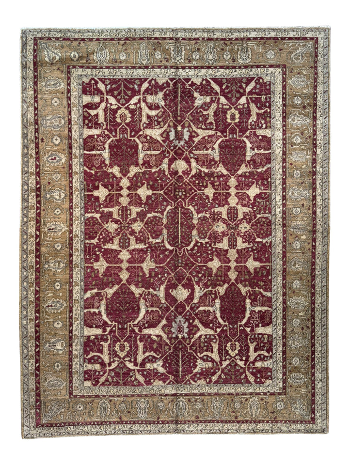 Burgundy &amp; Camel Floral Rug, Circa 1990 – 8’10” x 11’9”