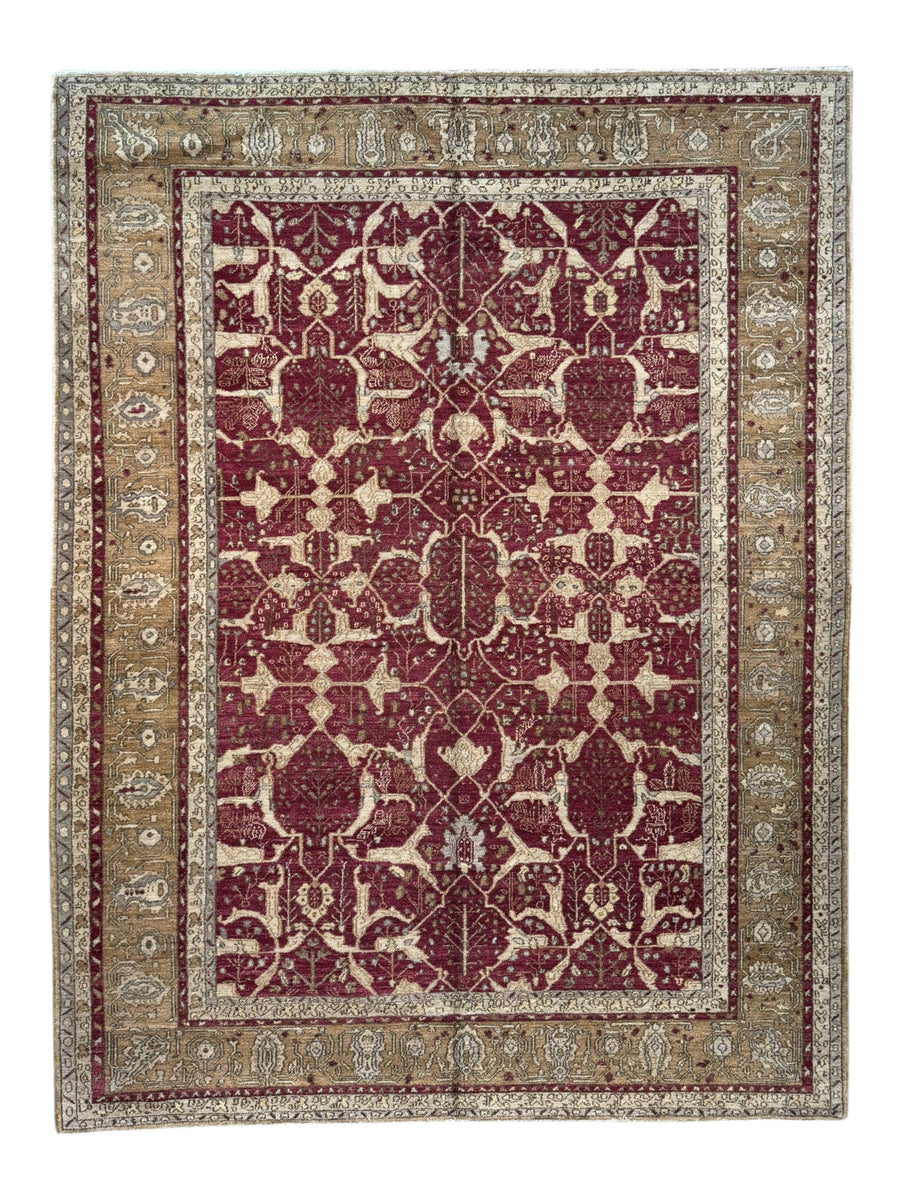 Burgundy & Camel Floral Rug, Circa 1990 – 8’10” x 11’9”