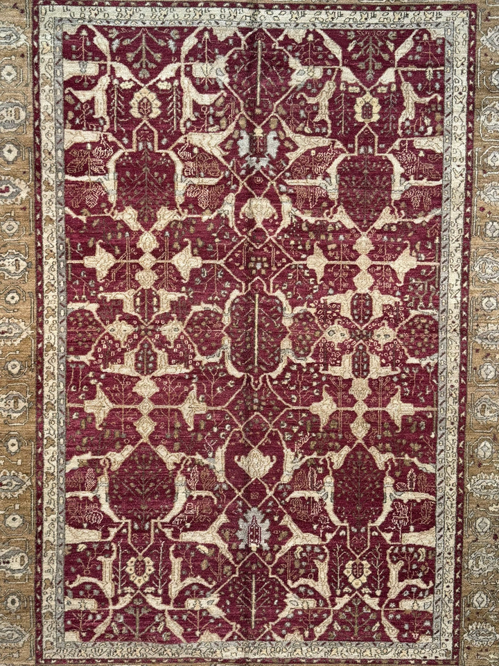 Burgundy &amp; Camel Floral Rug, Circa 1990 – 8’10” x 11’9”