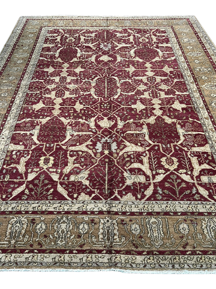 Burgundy &amp; Camel Floral Rug, Circa 1990 – 8’10” x 11’9”