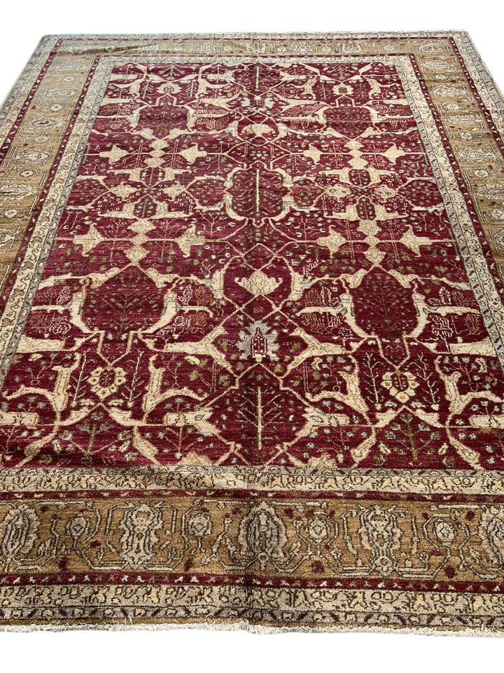 Burgundy &amp; Camel Floral Rug, Circa 1990 – 8’10” x 11’9”