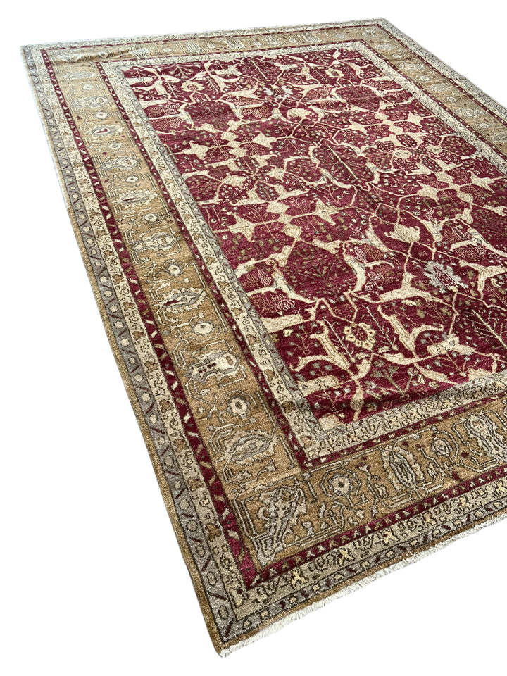 Burgundy &amp; Camel Floral Rug, Circa 1990 – 8’10” x 11’9”