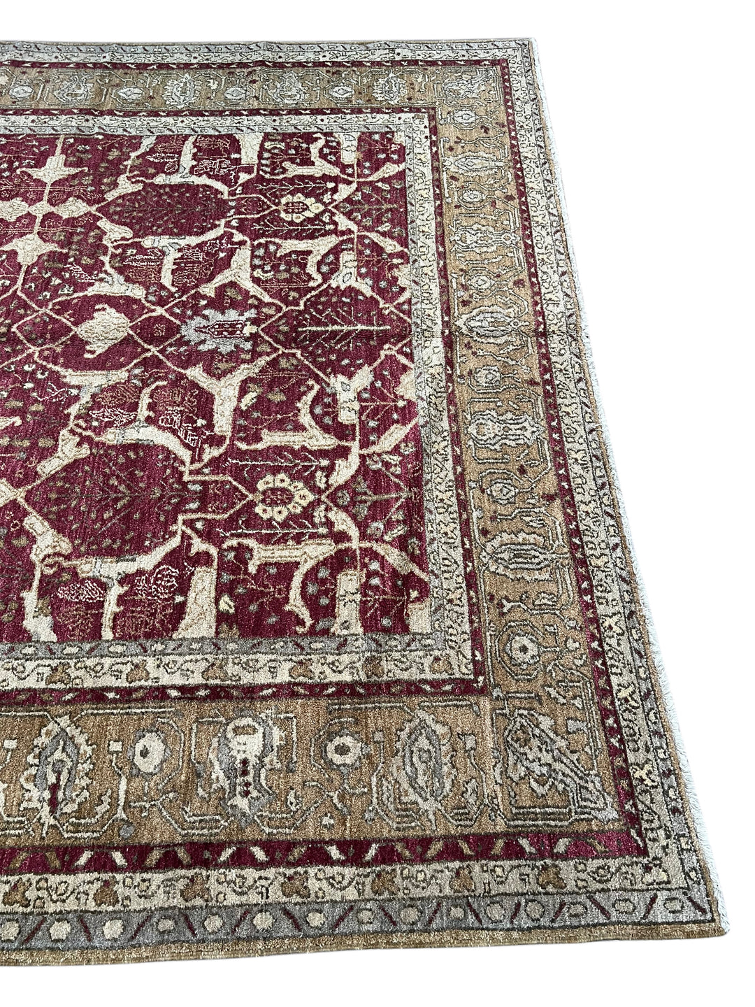 Burgundy &amp; Camel Floral Rug, Circa 1990 – 8’10” x 11’9”
