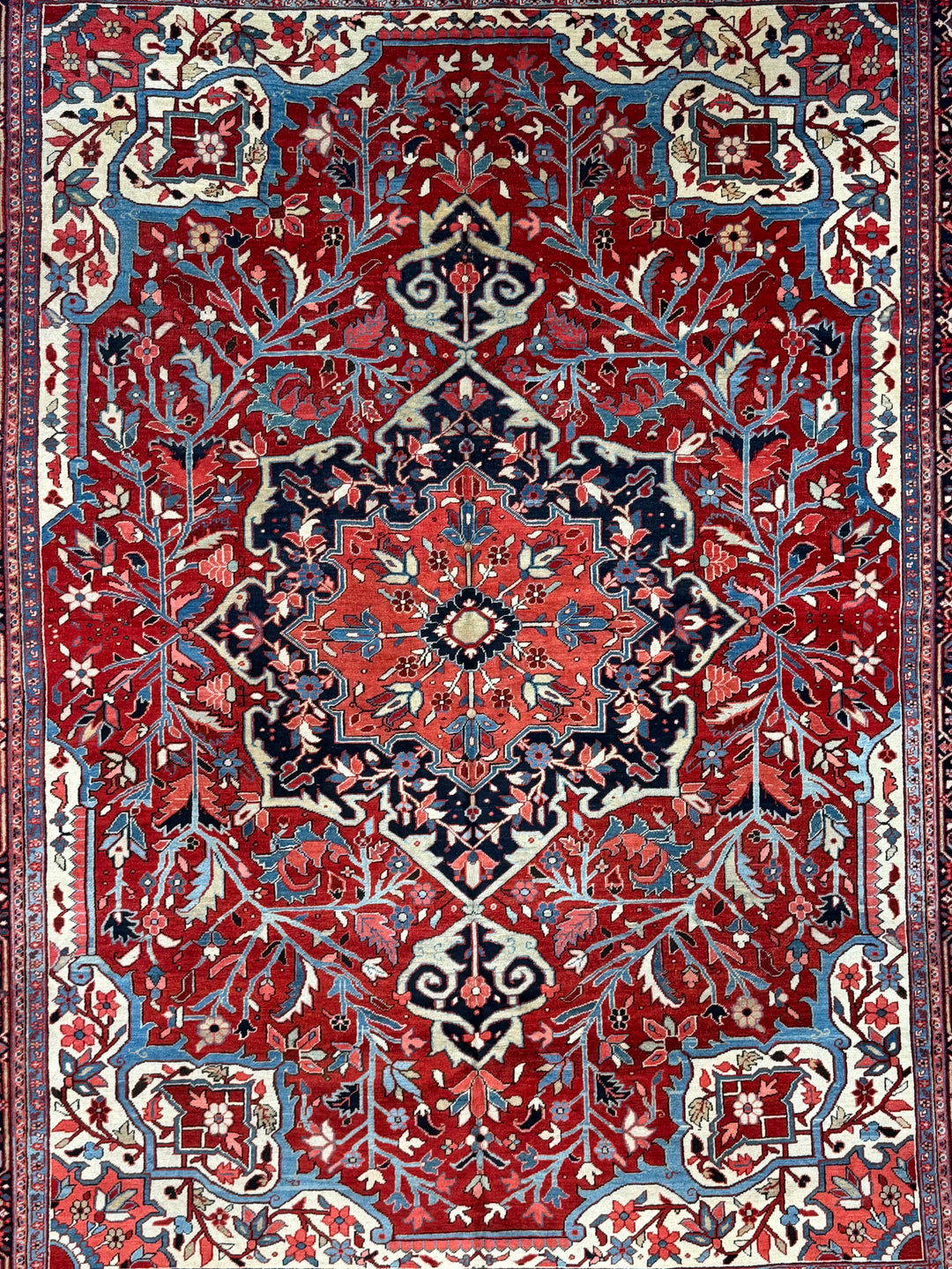 Antique Red &amp; Navy Heriz Rug, Circa 1920 – 9’1” x 11’10”
