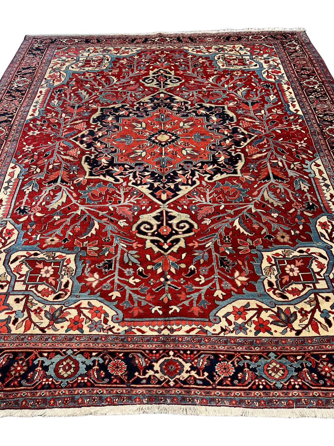 Antique Red &amp; Navy Heriz Rug, Circa 1920 – 9’1” x 11’10”