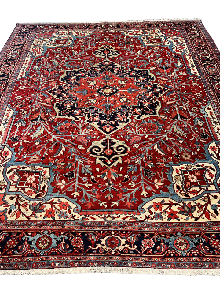 Antique Red &amp; Navy Heriz Rug, Circa 1920 – 9’1” x 11’10”