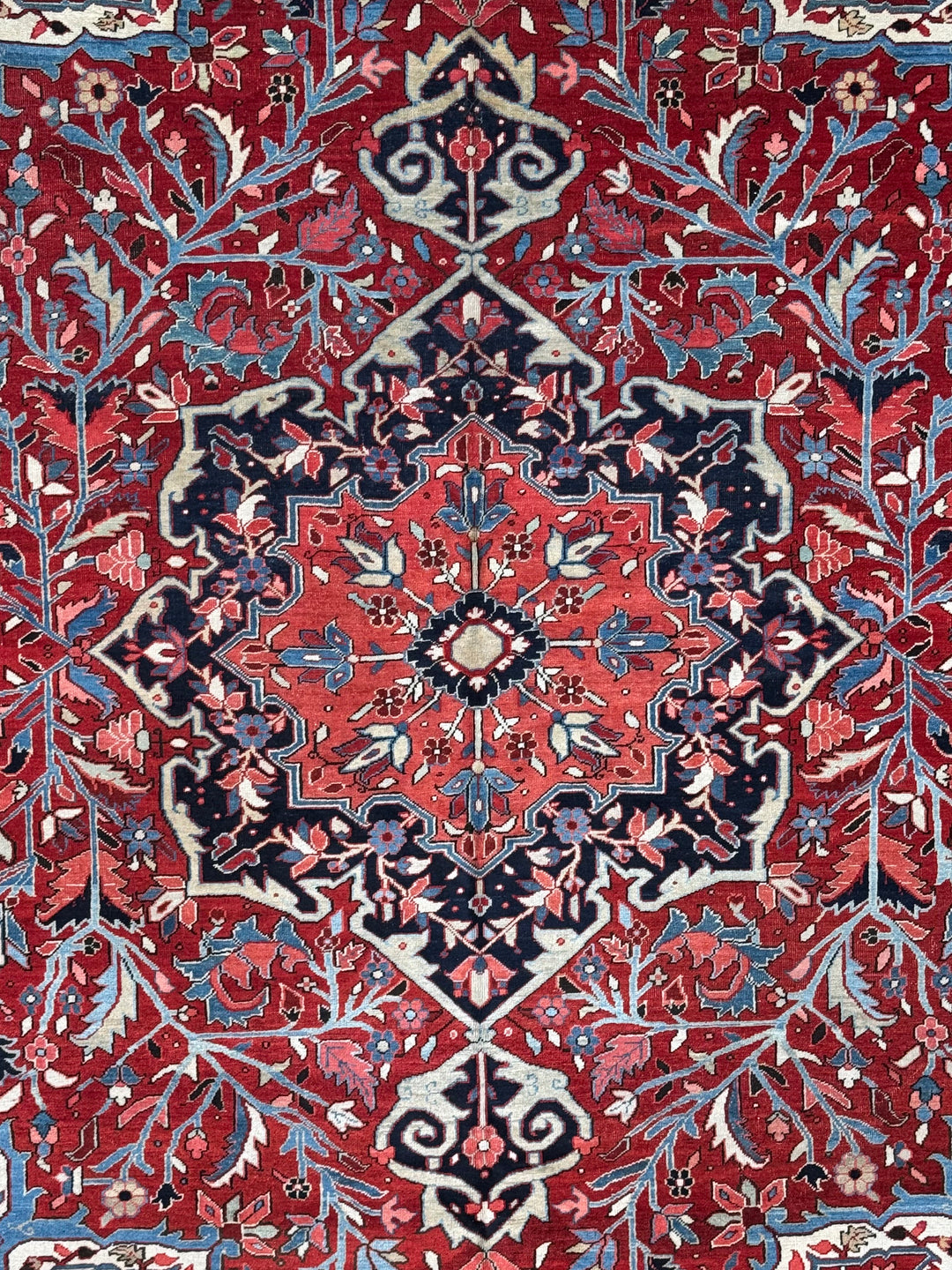 Antique Red &amp; Navy Heriz Rug, Circa 1920 – 9’1” x 11’10”