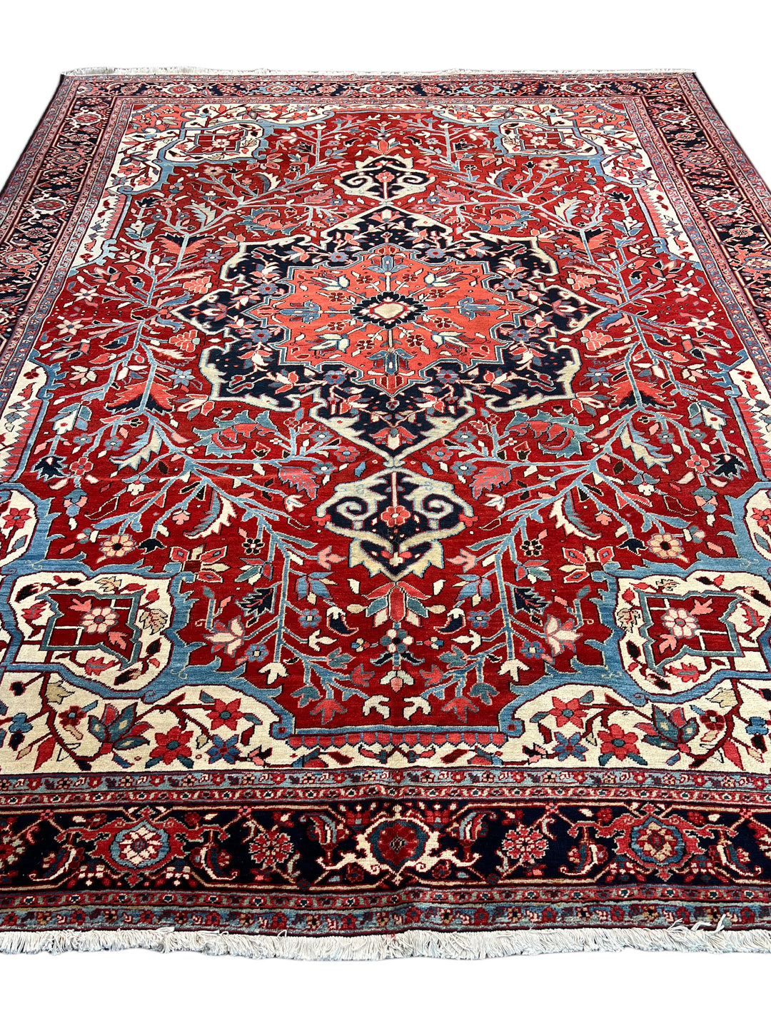 Antique Red &amp; Navy Heriz Rug, Circa 1920 – 9’1” x 11’10”